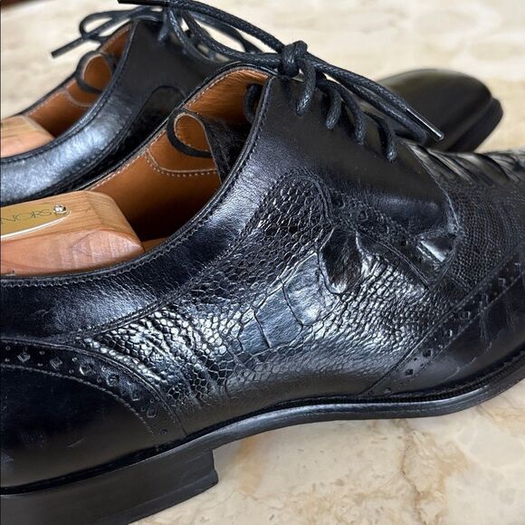 Mezlan Custom Fernie Lizard Exotic Leather Luxury Derby Shoes Made in Spain - Picture 9 of 16